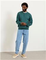 Cotton Rich Crew Neck Ribbed Jumper