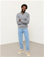 Cotton Rich Half Zip Jumper with Cashmere
