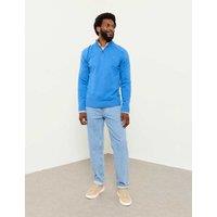 FatFace Cotton Rich Funnel Neck Half Zip Jumper Blue