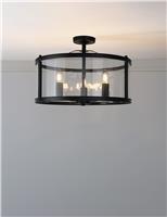 Laura Ashley Harrington 3 Light Semi Flush Ceiling Light Antique Brass