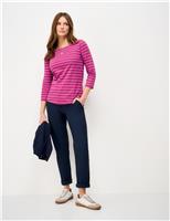 Crew Clothing Pure Cotton Striped Top Navy Mix