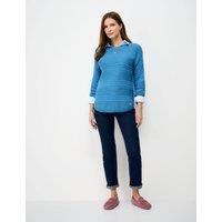 Crew Clothing Cotton Rich Textured Slash Neck Jumper Bright Blue