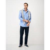 Crew Clothing Regular Fit Pure Cotton Check Oxford Shirt Light Blue