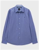 Crew Clothing Regular Fit Pure Cotton Striped Poplin Shirt Light Blue Mix