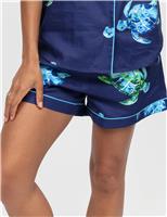 Cyberjammies Cotton Modal Turtle Print Pyjama Shorts Navy