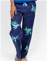 Cyberjammies Cotton Modal Turtle Print Pyjama Bottoms Navy