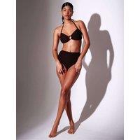 South Beach Textured Ring Detail Bandeau Bikini Top Brown