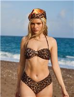 Animal Print Metal Detail Bandeau Bikini Top