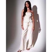 South Beach Lyocell Rich Wide Leg Trousers Ivory