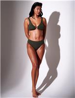 South Beach Textured Hipster Bikini Bottoms Khaki