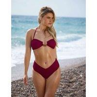 South Beach Crinkle High Waisted Bikini Bottoms Burgundy
