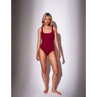 South Beach Tummy Control Textured Scoop Neck Swimsuit Burgundy