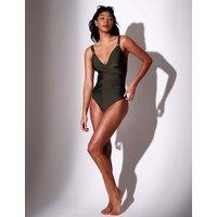 South Beach Tummy Control Padded V-Neck Swimsuit Khaki