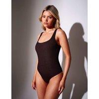 South Beach Tummy Control Textured Scoop Neck Swimsuit Brown