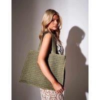 South Beach Straw Tote Bag Khaki