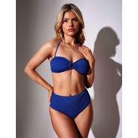South Beach Textured Ring Front Bandeau Bikini Top Cobalt