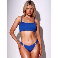 South Beach Crinkle Textured Square Neck Bikini Top Cobalt