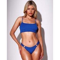 South Beach Crinkle Textured Square Neck Bikini Top Cobalt