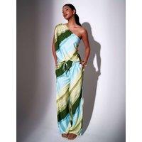 South Beach Asymmetric Striped One Shoulder Top Multi