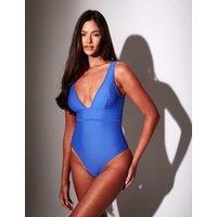 South Beach Tummy Control Plunge Neck Swimsuit Cobalt