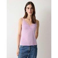 Jigsaw Modal Rich V-Neck Lace Trim Cami Top Pink