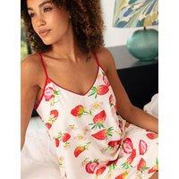 Cyberjammies Cotton Blend Strawberry Strappy Short Nightdress Red