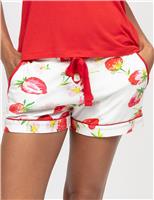 Cyberjammies Cotton Modal Strawberry Pyjama Shorts Red