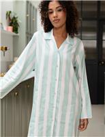 Cotton Modal Striped Long Nightshirt