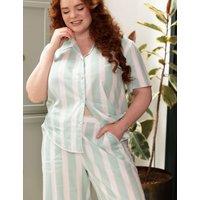 Cyberjammies Cotton Modal Striped Wide Leg Pyjama Bottoms Mint