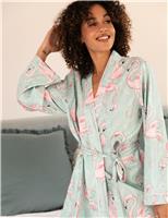 Cyberjammies Cotton Modal Flamingo Short Dressing Gown Mint
