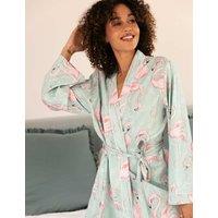 Cyberjammies Cotton Modal Flamingo Short Dressing Gown Mint