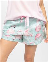 Cyberjammies Cotton Modal Flamingo Tie Pyjama Shorts Mint