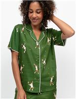 Cyberjammies Cotton Modal Tennis Print Pyjama Top Green