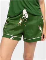 Cyberjammies Cotton Modal Tennis Print Pyjama Shorts Green