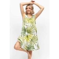 Watchshop Cotton Modal Palm Print Nightdress Green