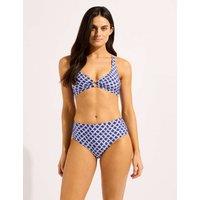 Seafolly Marseille Geometric High Waisted Bikini Bottoms Indigo