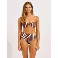 Seafolly Coastline Striped Padded Bandeau Bikini Top Brown