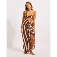 Seafolly Pure Cotton Striped Beach Cover Up Sarong Brown