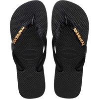 HAVAIANAS Top Logo Metallic Flip Flops Black