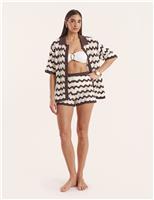 Cotton Rich Striped High Waisted Shorts