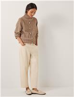 Cable Knit Embellished Funnel Neck Jumper