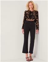 Velvet Sequinned Tie Front Cropped Jacket