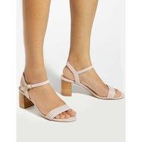 Dune London Leather Ankle Strap Block Heel Sandals Blush