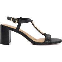 Dune London Leather Chain Detail Block Heel Sandals Black