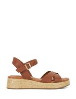 Leather Ankle Strap Wedge Espadrille Sandals