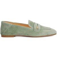 Dune London Leather Square Toe Loafers Green