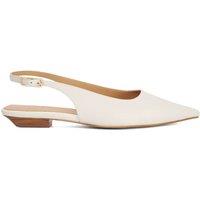Dune London Leather Angle Heel Pointed Slingback Shoes White