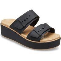 Crocs Brooklyn Buckle Matte Wrap Flatform Sliders Black Mix