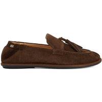 Dune London Suede Tassle Flat Round Toe Loafers Dark Brown