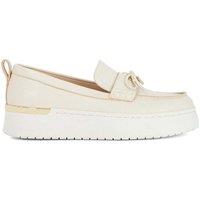 Dune London Leather Bow Flatform Loafers Ecru